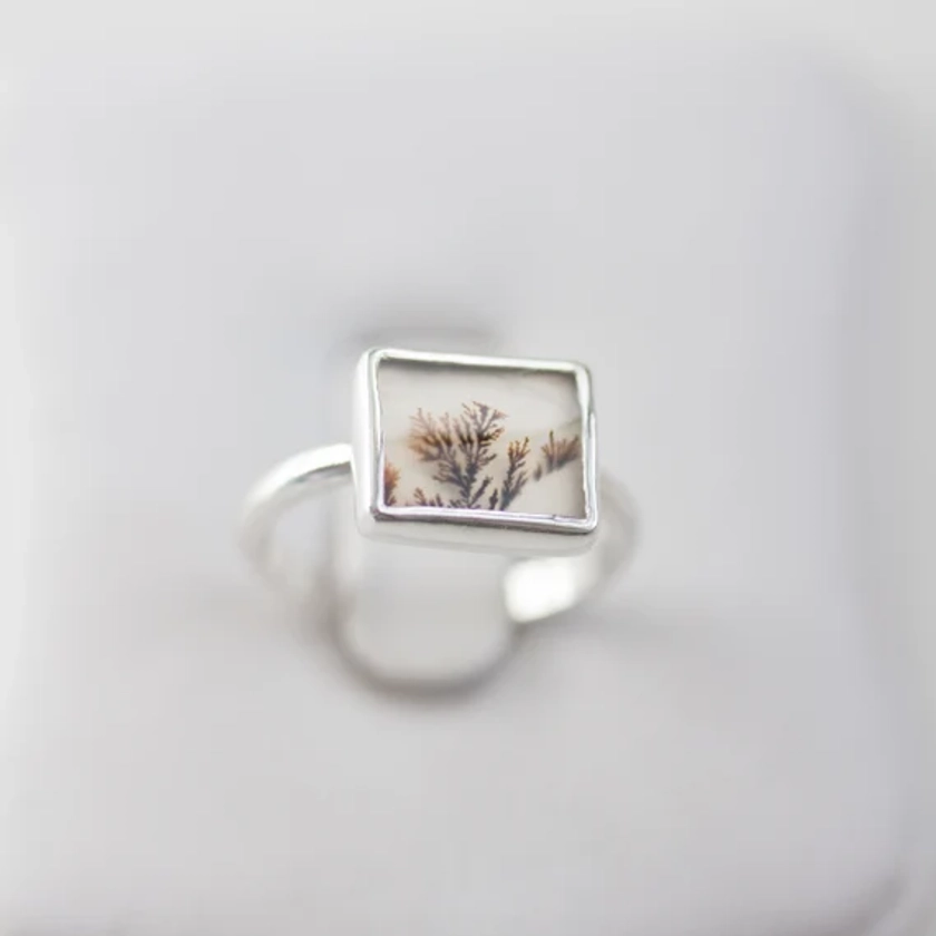 Dendritic agate ring, unique one of a kind ring, ooak