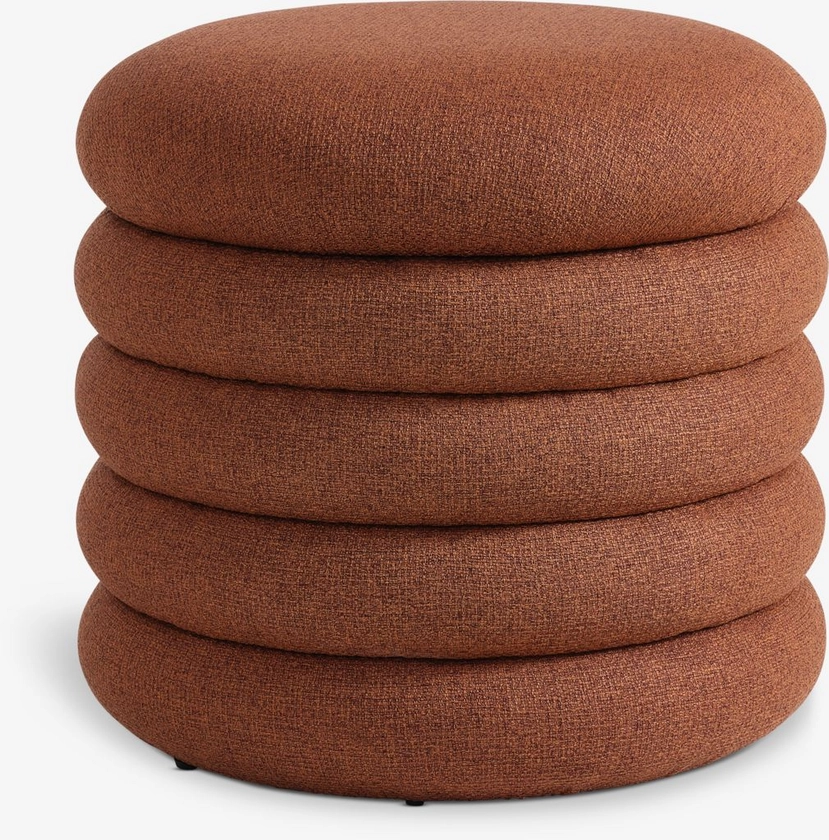 Pouf DALENE Ø45 a/rangement tissu terracotta | JYSK