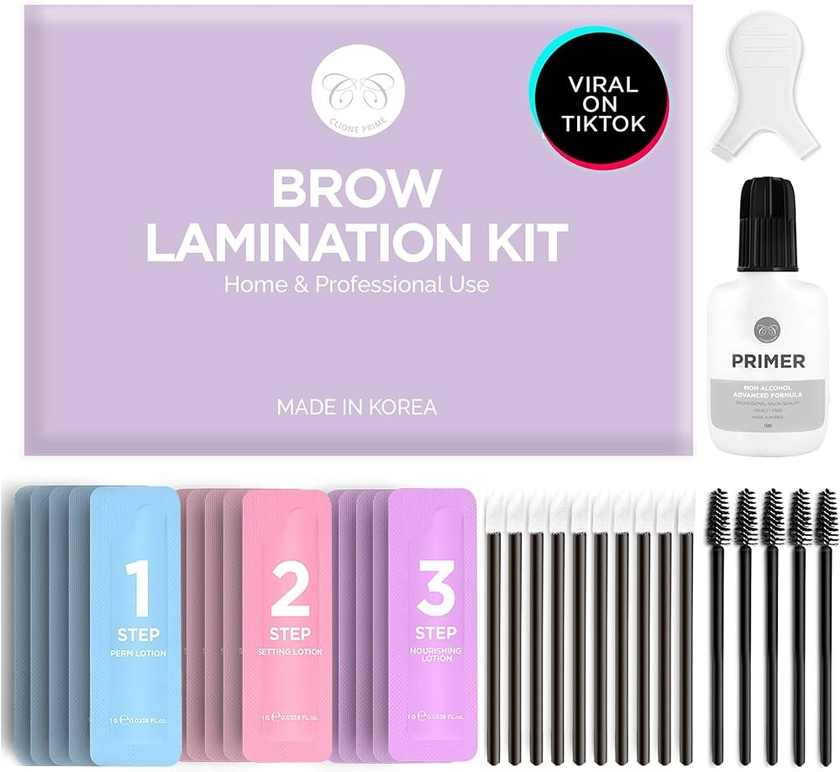 Amazon.com : CLIONE PRIME At Home Brow Lamination Kit - DIY Eyebrow Lamination Kit Professional Eye Brow Perm Kit Instant DIY Eyebrow Lift Kit for Fuller Thicker Brows Lasts For Upto 8 Weeks : Beauty & Personal Care