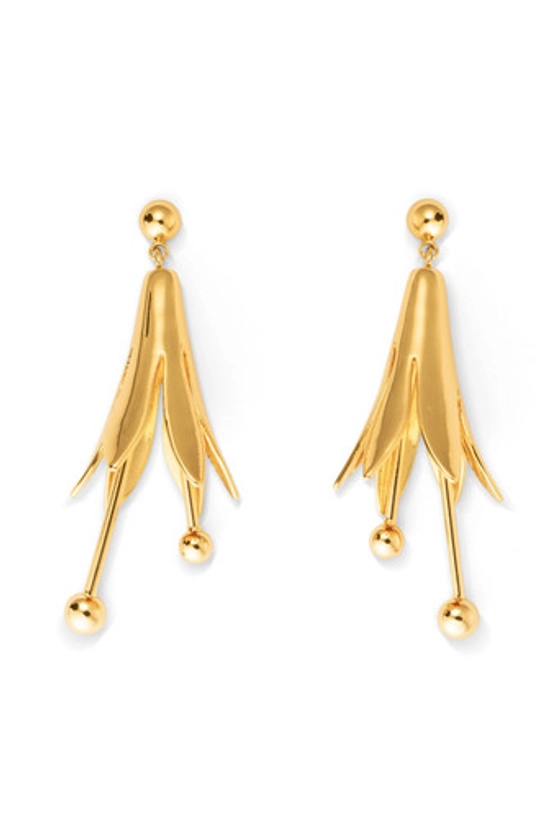 Lilium Drop Earrings - Shiny Gold | Oroton
