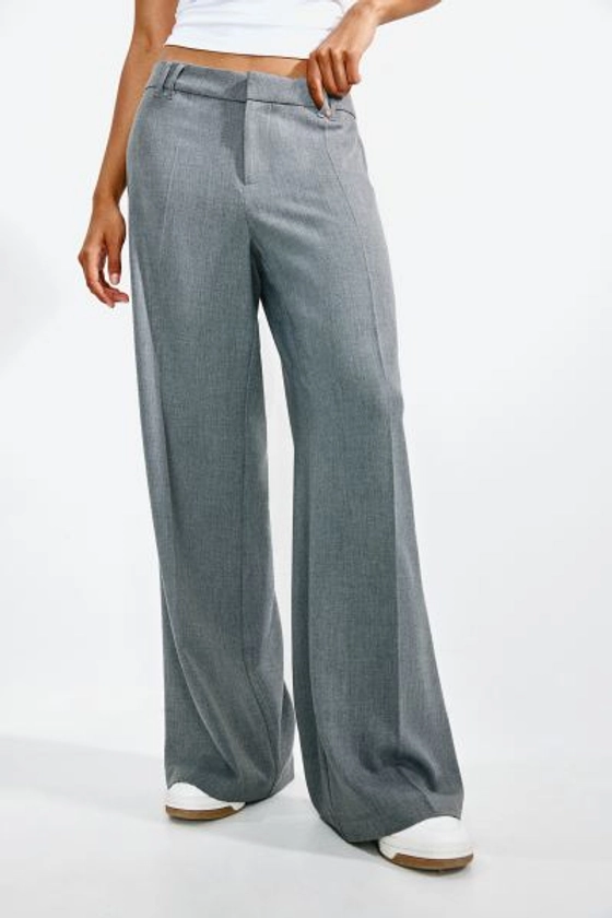 Pantalon de tailleur à jambes larges - Taille régulière - Longue - Gris chiné - FEMME | H&M FR
