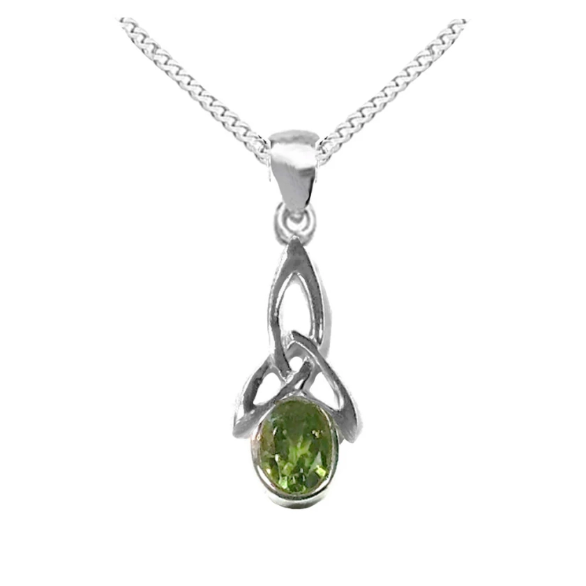 NEW:  Peridot Celtic Necklace, Sterling Silver