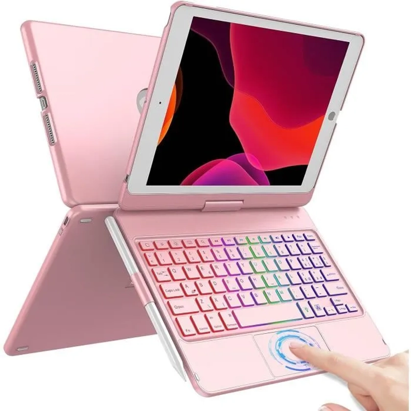 Étui avec clavier tactile pour iPad 9e Gen 10.2 2021,Or rose,marque CC Store