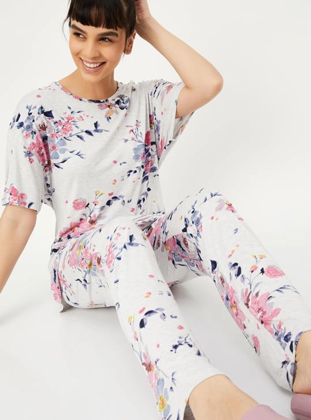 Women Floral Print Pyjama Set