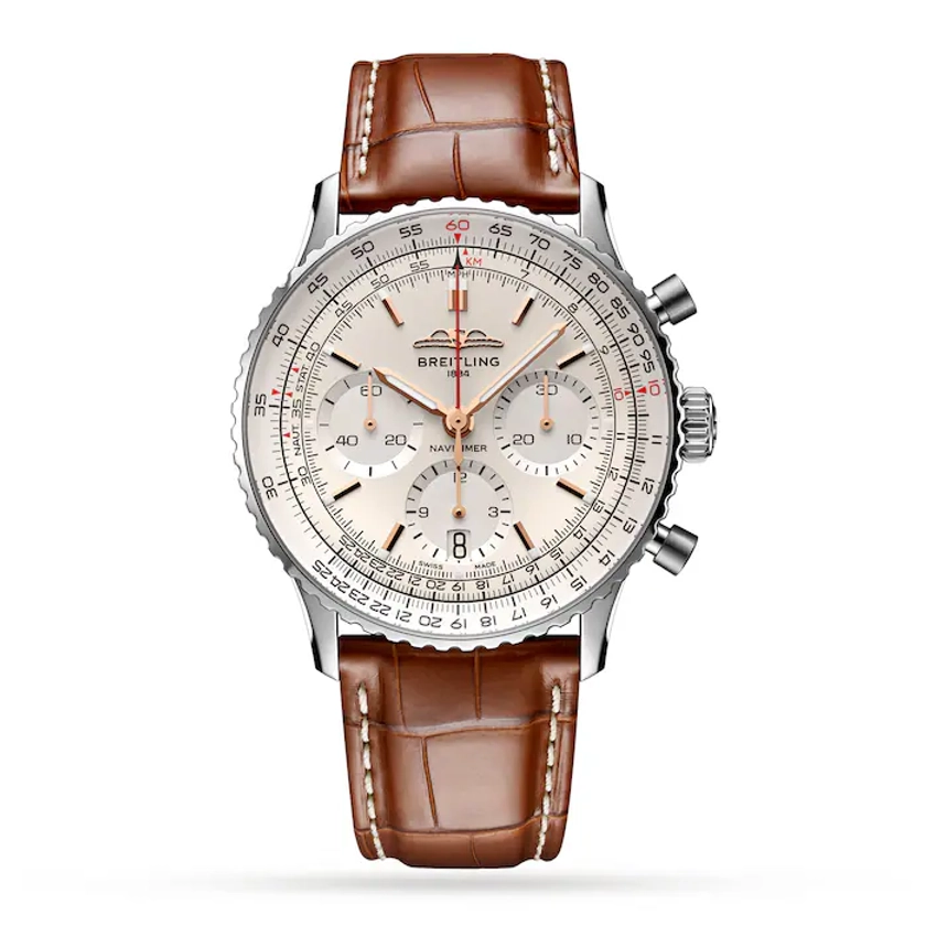 Breitling Navitimer B01 Chronograph 41 Stainless Steel Watch AB0139211G1P1 | Watches Of Switzerland UK