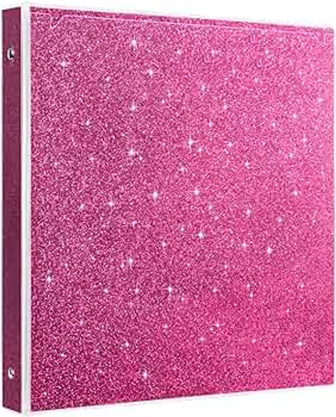 3 Ring Binder 1 Inch Pink Binders Fashion View Binder with 2 Pockets for Office Supplies, Waterproof, Deep Pink