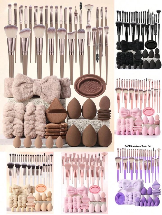 (Black)18-20-22-25-30PCS Makeup Brush Sets Premium Synthetic Hair Eyeshadow Blending Brush Sets Cosmetics Tools+24PCS Makeup Tools Set