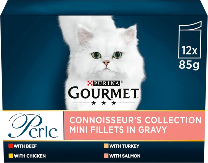Gourmet Perle Connoisseur's Collection Mini Fillets in Gravy, 12 x 85g (Pack of 4)