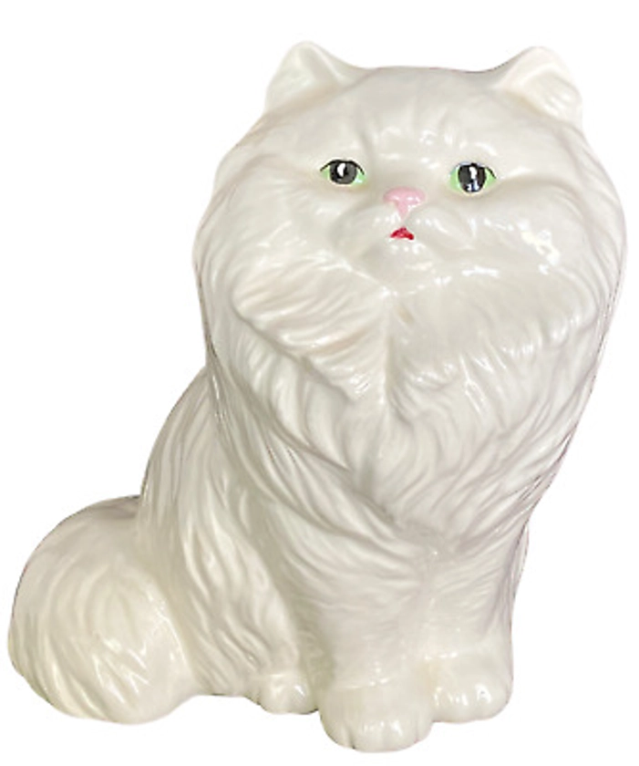 Persian Cat Ceramic Statute Figurine White Vintage Large 1970s Home Decor 8 Inch | eBay
