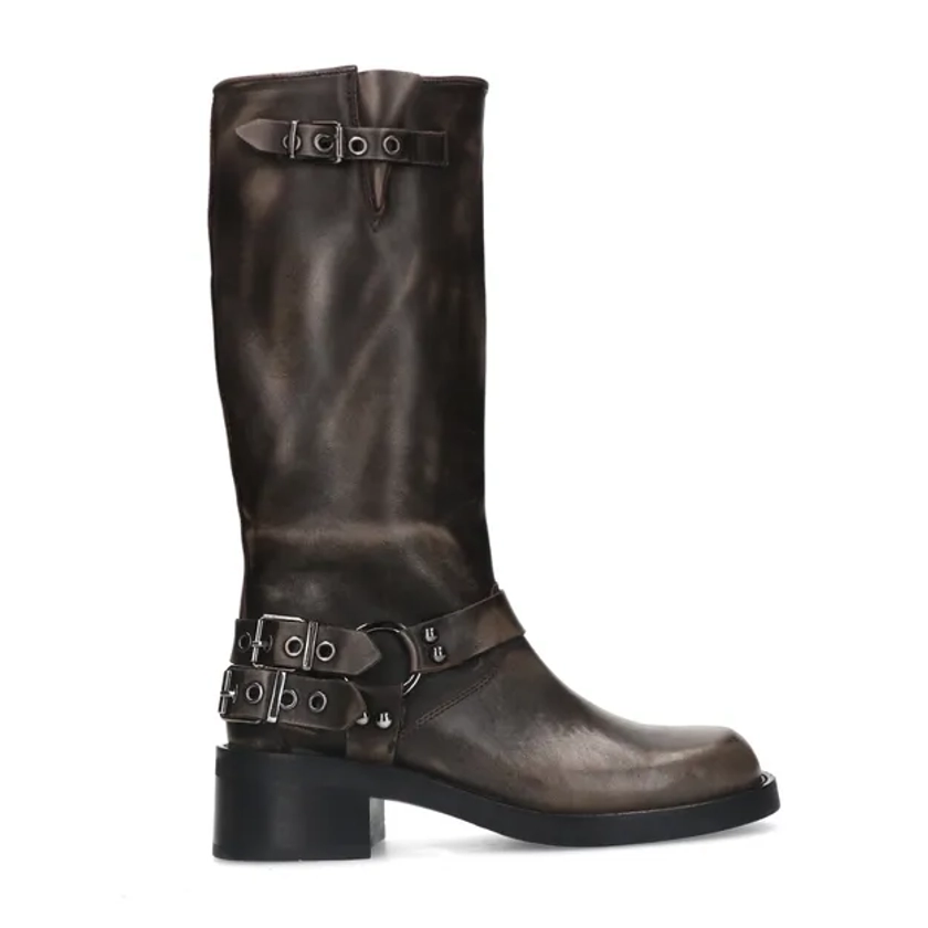 Greywashed buckle biker boots | Hoge laarzen | Sacha | Sacha