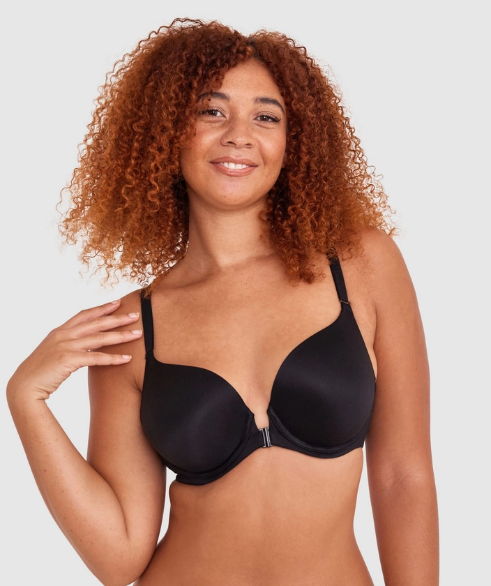 Body Bliss Front Closure Full Cup Bra - Black