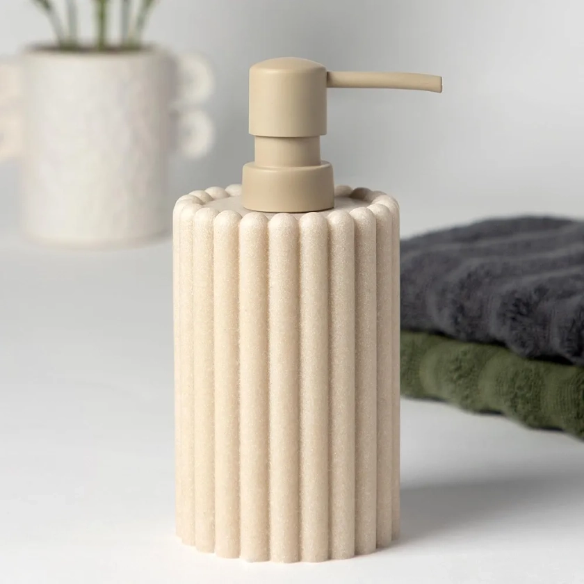 Anko 500 ml Beige Ribbed Liquid Soap Dispenser for Bathroom | Handwash Dispenser With Pump | Soap Dispenser For Kitchen | Bathroom Accessories | Bathroom Organiser : Amazon.in: Home & Kitchen