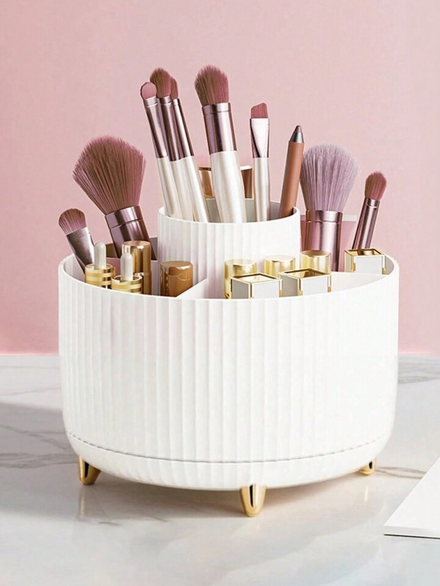 1pc Four-Horns Desktop Rotating Makeup Brush Holder For Storing Eyeshadow, Lipstick, Brushes; Ideal For Room, Bedroom, Bathroom, Desk, & Great As An Accessory Or Fun Gift