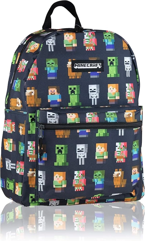 MINECRAFT Teen Multi Character Backpack 31 x 30 x 5 cm, Black/Green, 31 x 30 x 5 cm, Games