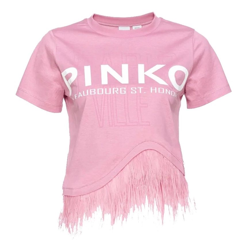 Pinko Cities Logo Printed Asymmetric T-Shirt
