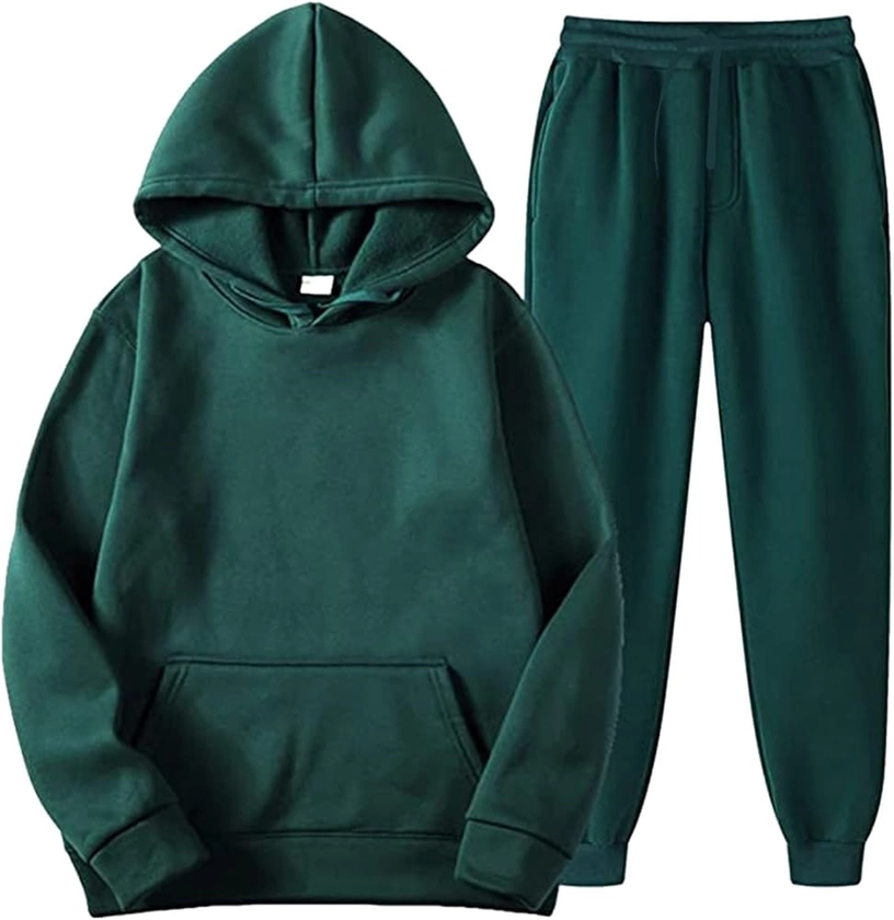 2024 Prime Sweat Set Hoodies for Men 2 Piece Sweatpants Sweat Suit Fall Long Sleeve Tracksuits Mens Sweatshirts Jogger Pants(03#Green,Small) at Amazon Men’s Clothing store