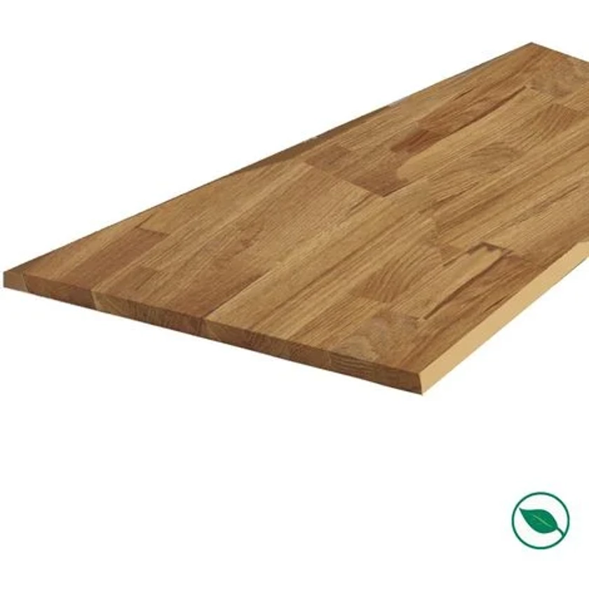 Plateau chêne massif huilé lamellé collé abouté 1600 x 800 x 22 mm - FSC 100%.