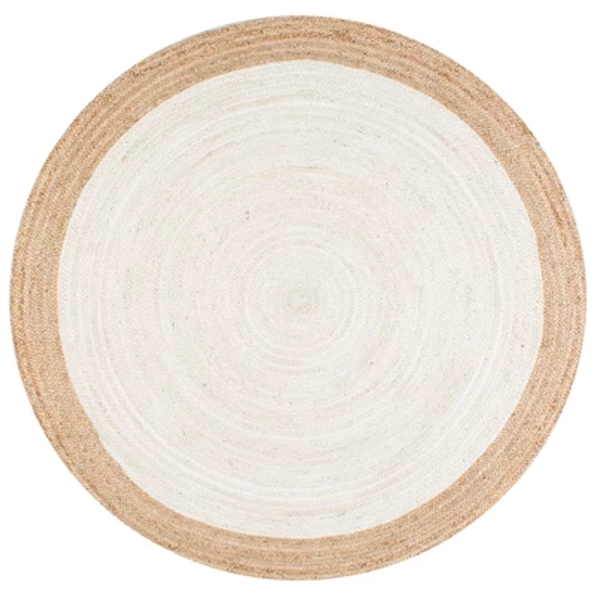 White Solid Loomed Round Area Rug 4' - nuLOOM