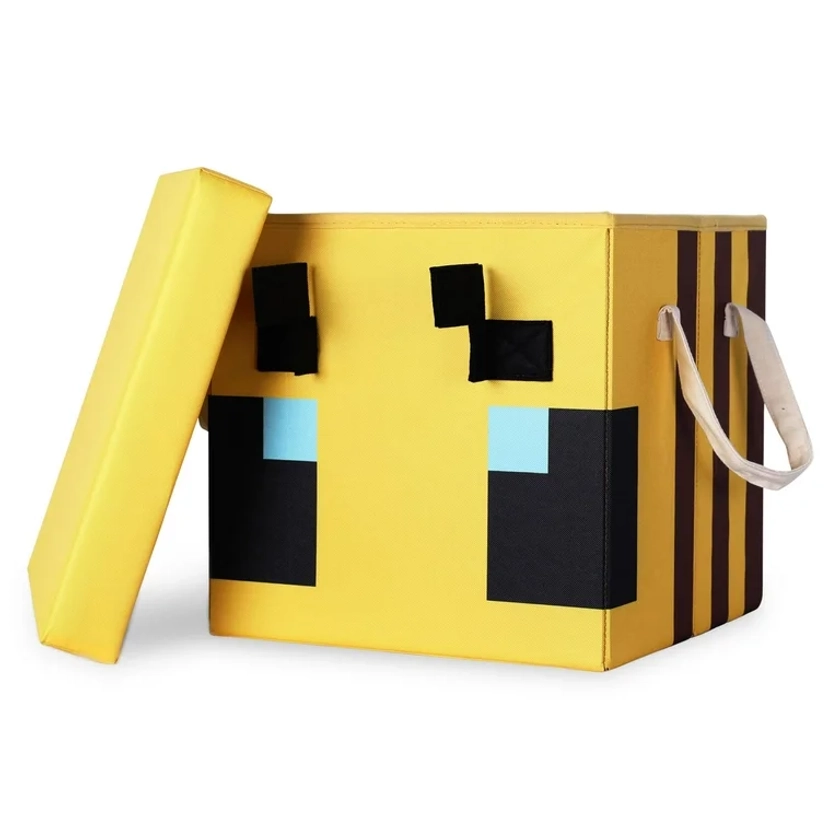 Minecraft Bee Fabric Storage Bin Cube Organizer with Lid | 15 Inches - Walmart.com