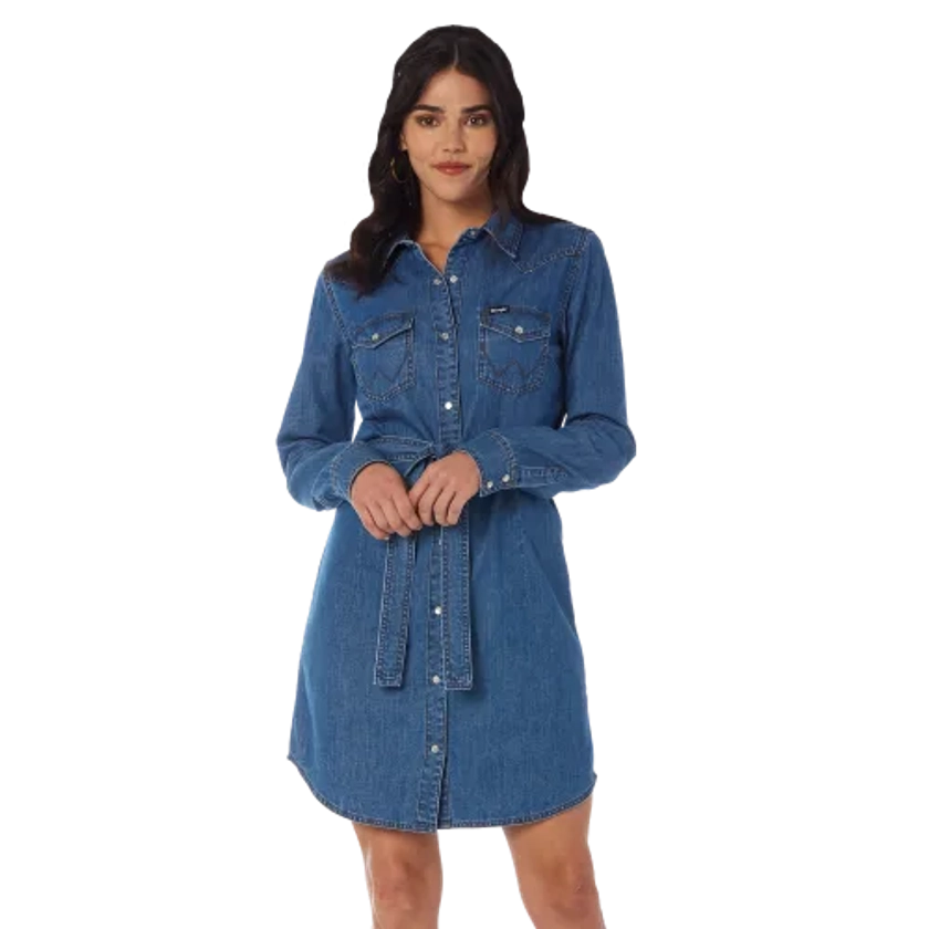 Wrangler Western Denim Long-Sleeve Shirt Dress for Ladies 