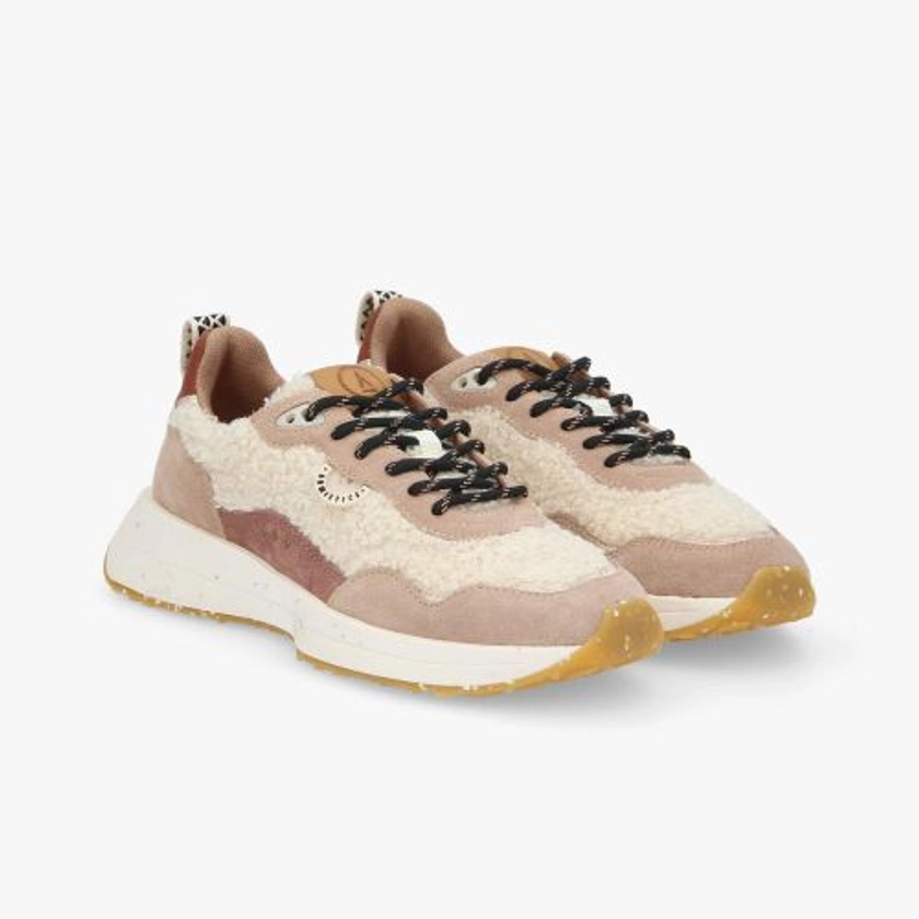 MOON JOGGER - SUEDE/SHEEPY - ROSE PALE/BLANC CASSE