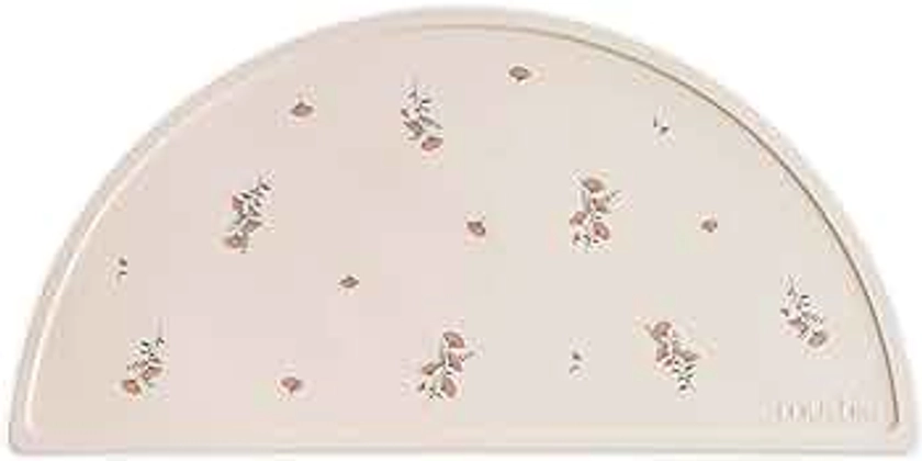 mushie Silicone Placemat for Kids | BPA-Free Non-Slip Design (Pink Flowers)