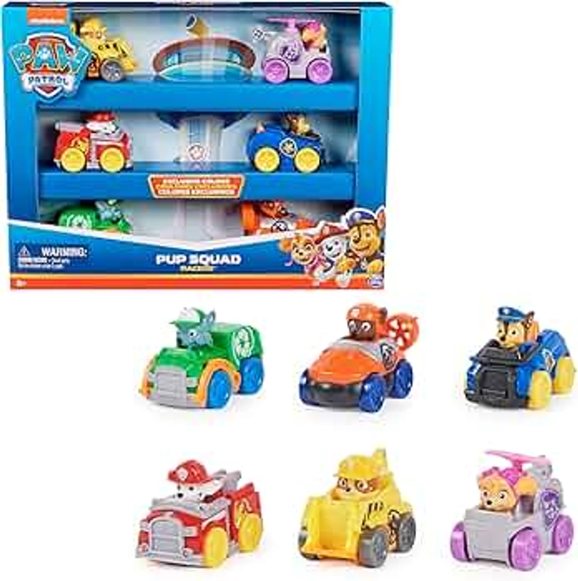 Paw Patrol - Pat Patrouille - COFFRET 6 RACERS PUP SQUAD - Voiture Pat Patrouille Et Figurine À Collectionner - Jouet Pat Patrouille - Pat Patrouille Jouet - Voiture Enfant - Jouet Enfant 3 Ans et +