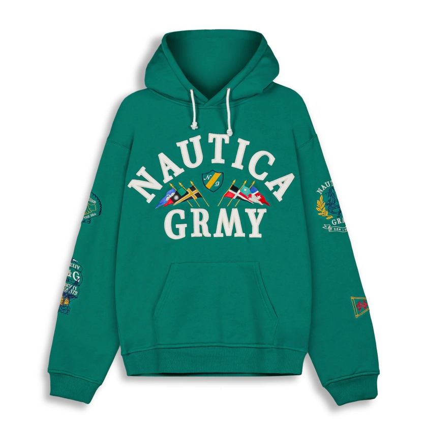 Grimey Vintage Hoodie 70% Cotton / 30% Polyester. Mighty Harmonist Nautica X Grmy Vintage Hoodie Green