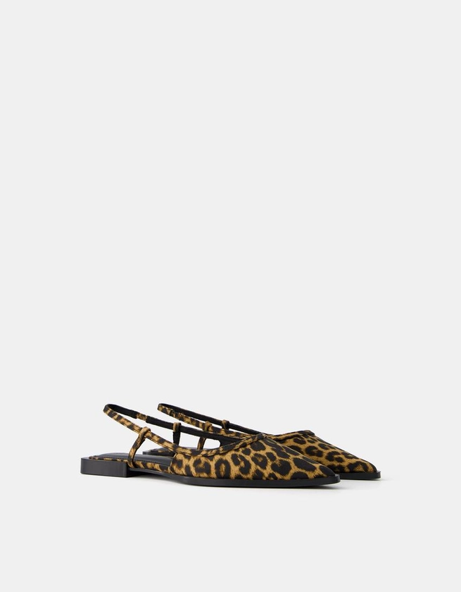 Ballerines bout ouvert type mules imprimé animal - Femme