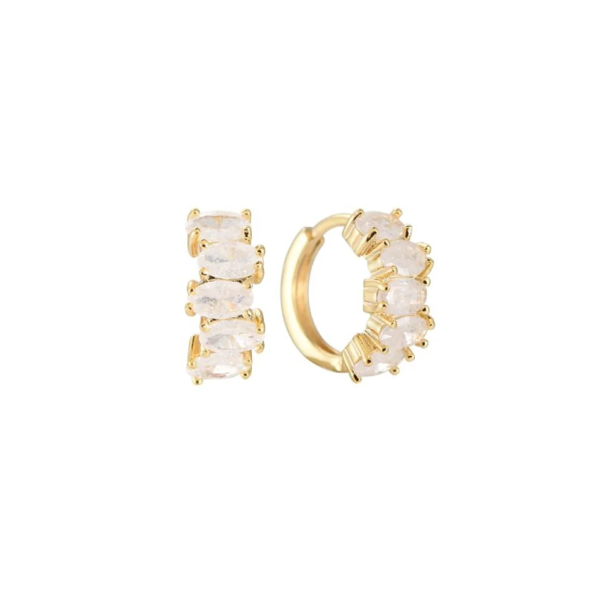 Shining diamond hoops pastel white