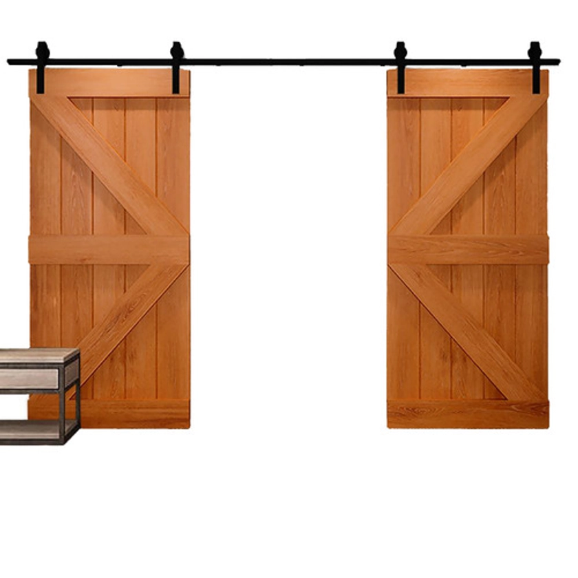 Oakleigh Home Black Vintage-Style Double Barn Door Track Hardware Kit | Temple & Webster