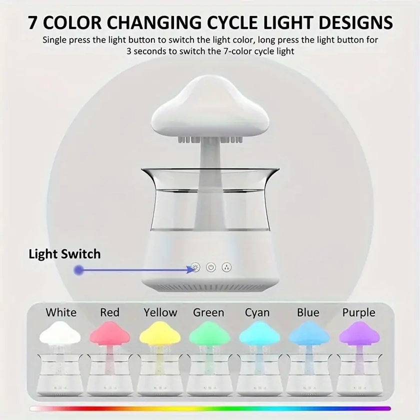 Rain Lamp Cloud Humidifier Water Drip Sleeping - Temu