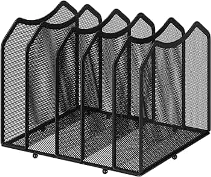 Simple Trending Mesh Desktop File Sorter Organizer, 5-Section Bookshelf for Desk Home Office, Black