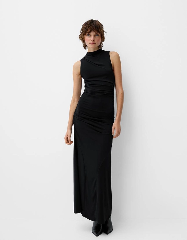 Robe midi froncée - Femme