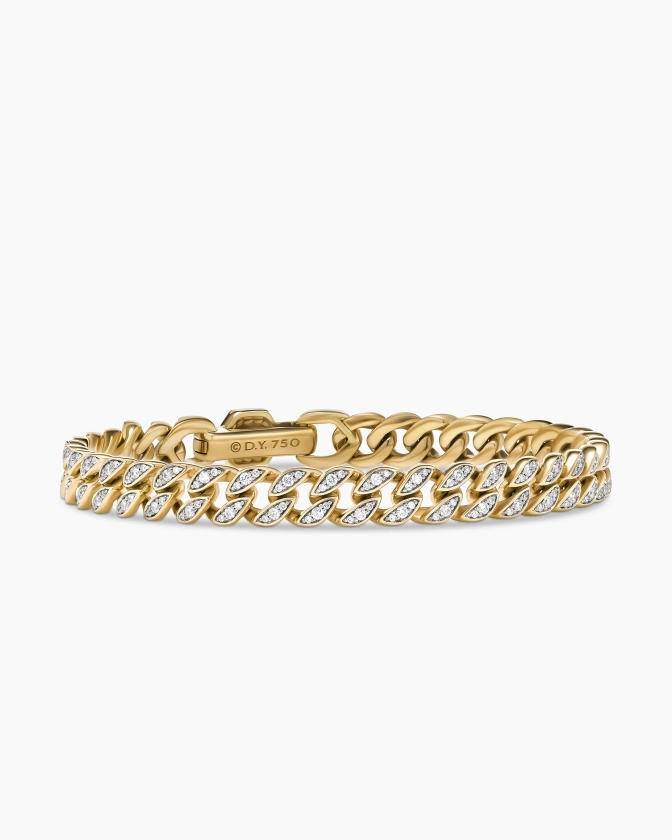 David Yurman | Curb Chain Bracelet in 18K Yellow Gold with Diamonds, 7mm