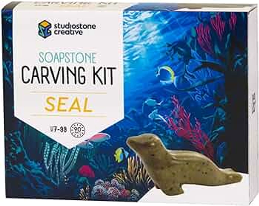 STUDIOSTONE CREATIVE DIY Arts & Crafts Carving Kit Kids Adults Seal Sculpture Soapstone