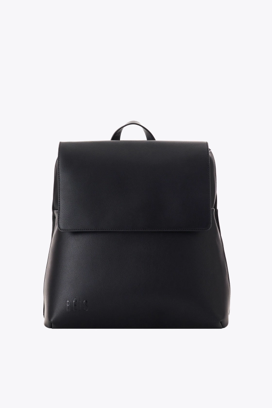 BÉIS 'The Wicked Backpack' in Black - Small Black Backpack for Work & Travel