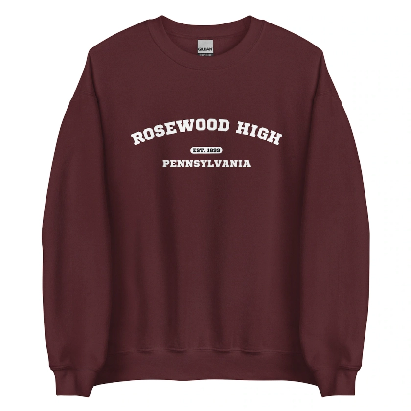 Sweat-shirt Rosewood High Pennsylvania | Sweat PLL | Pull ras du cou Pretty Little Liars | Sweat-shirt unisexe à col rond