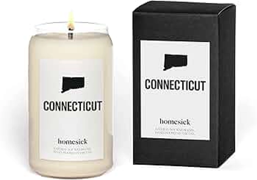 Homesick Premium Scented Candle, Connecticut - Scents of Nutmeg, Lemon, Eucalyptus, 13.75 oz, 60-80 Hour Burn, Natural Soy Blend Candle Home Decor, Relaxing Aromatherapy Candle