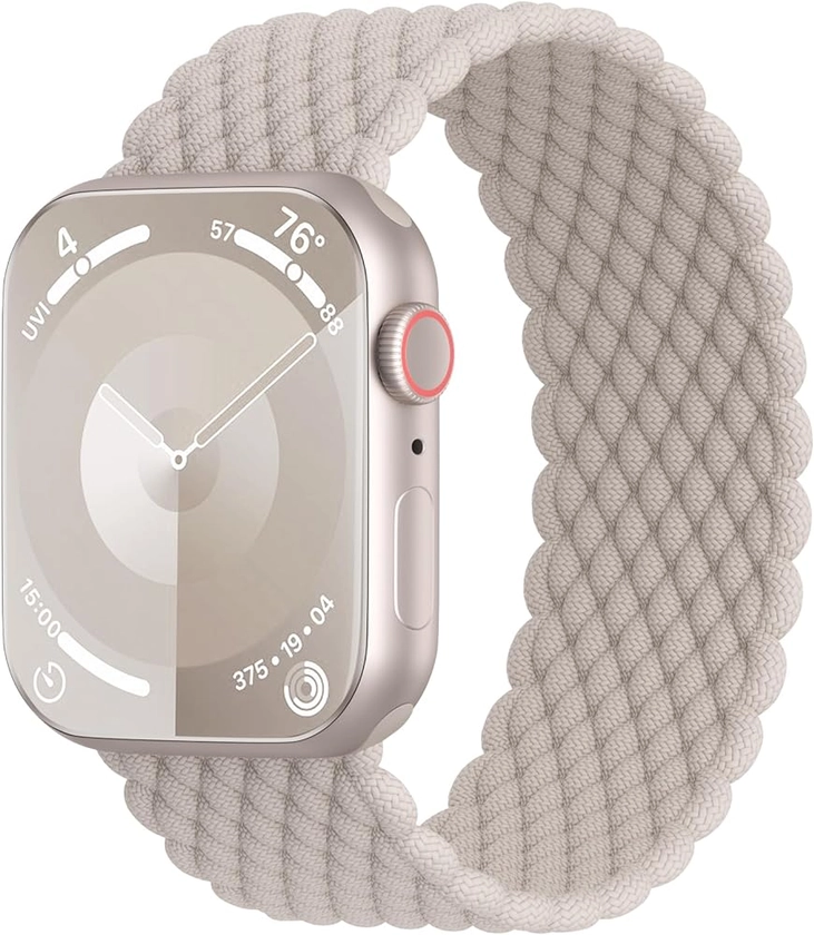 Stretchy Braided Solo Loop Compatible with Apple Watch Band 38mm 40mm 41mm 42mm 44mm 45mm 46mm 49mm Women, Elastic Nylon Strap Sport Wristbands for iWatch Series 10/9/8/SE/7/6/5/4/3/2/1/Ultra