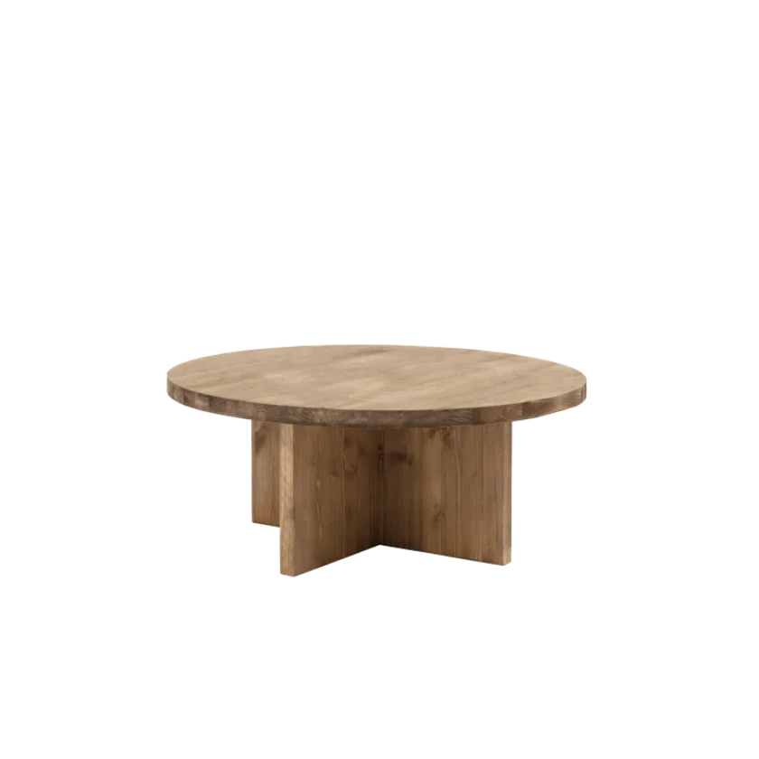 Table basse ronde en bois de sapin vieilli Ø60x33,2cm Tokyo i | Maisons du Monde