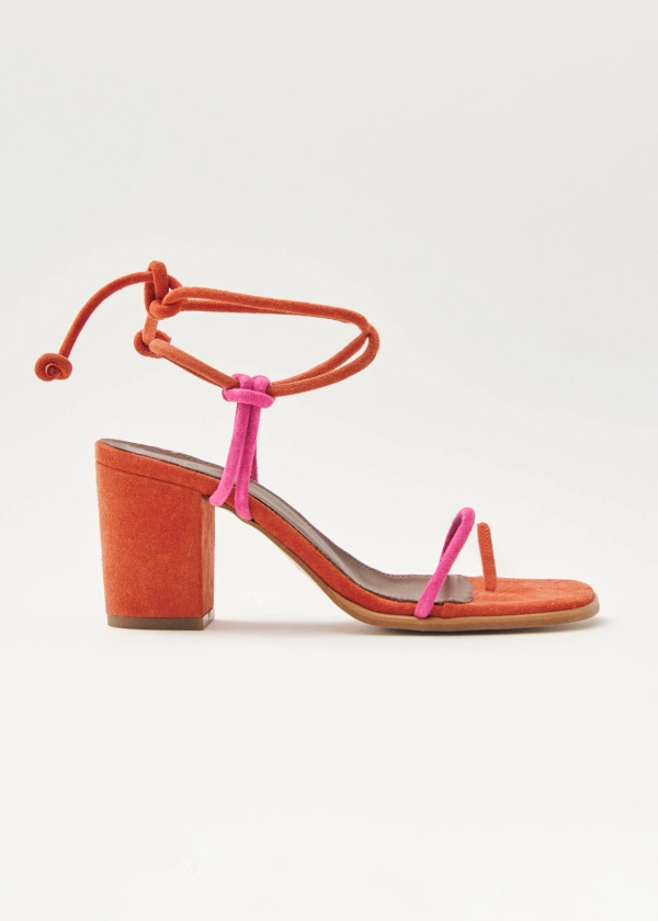 Grace Bicolor Magenta Orange Leather Sandals