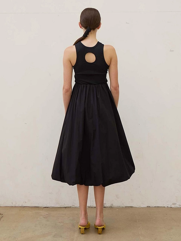 2 Way Balloon Skirt Dress Long_Black