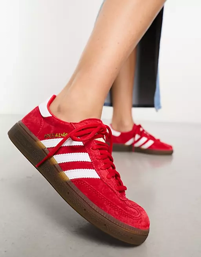adidas Originals Handball Spezial gum sole trainers in scarlet and white | ASOS