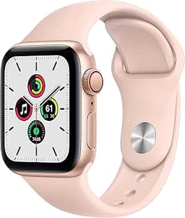 Apple Watch SE (GPS + Cellular, 40mm) - Gold Aluminum Case with Pink Sand Sport Band (Renewed)