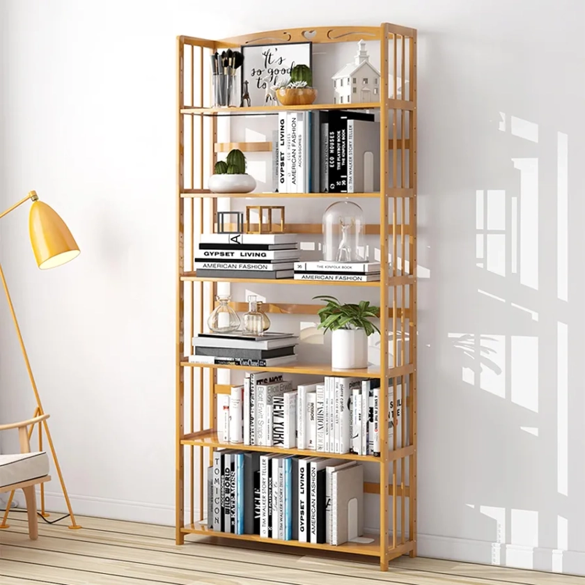 Livzing 6 Layer Bamboo Wood Bookshelf Multipurpose Home Decor Storage Rack Showcase Organizer for Living Room, Kitchen, Bedroom, Office-Book Shelf-Almaras-Wooden Almirah for Kids-DIY (Do It Yourself) : Amazon.in: Home & Kitchen