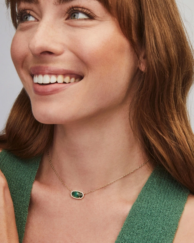 Elisa Gold Pendant Necklace in Emerald Cat’s Eye