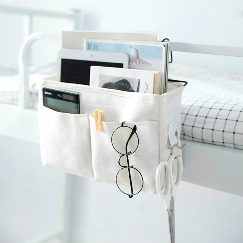 Dormitory Bedside Mobile Phone Storage Bag Hanging Sundries Basket(White) | CDON