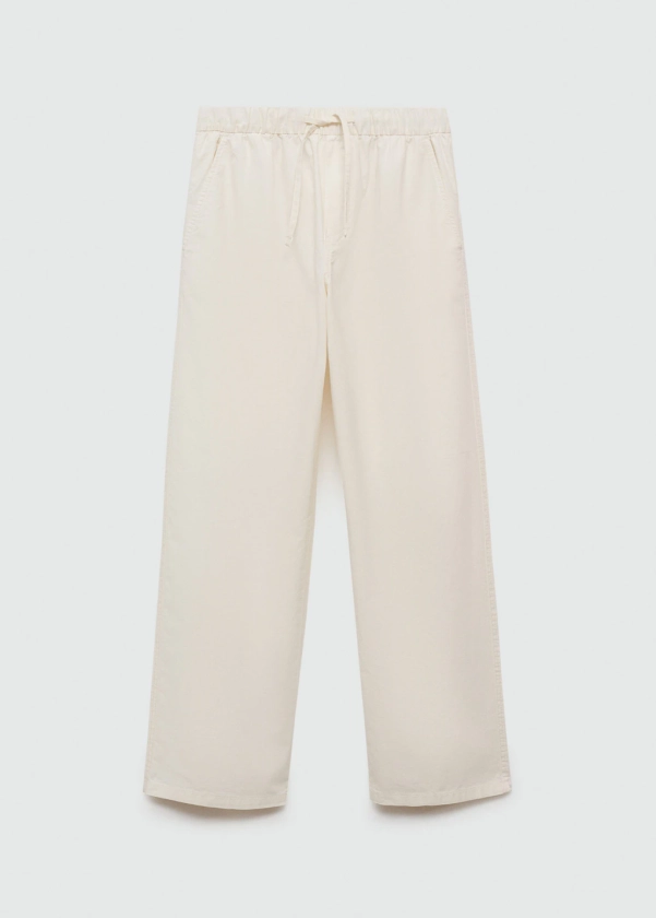 Straight linen-blend trousers