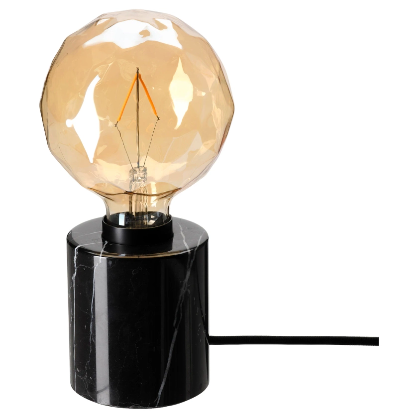 MARKFROST / MOLNART Table lamp with light bulb, black/brown clear glass, 125 mm - IKEA